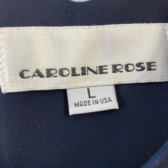 Caroline Rose NWT Navy Fuchsia Floral Bell Sleeve Tunic Top L $428 - Picture 7 of 8